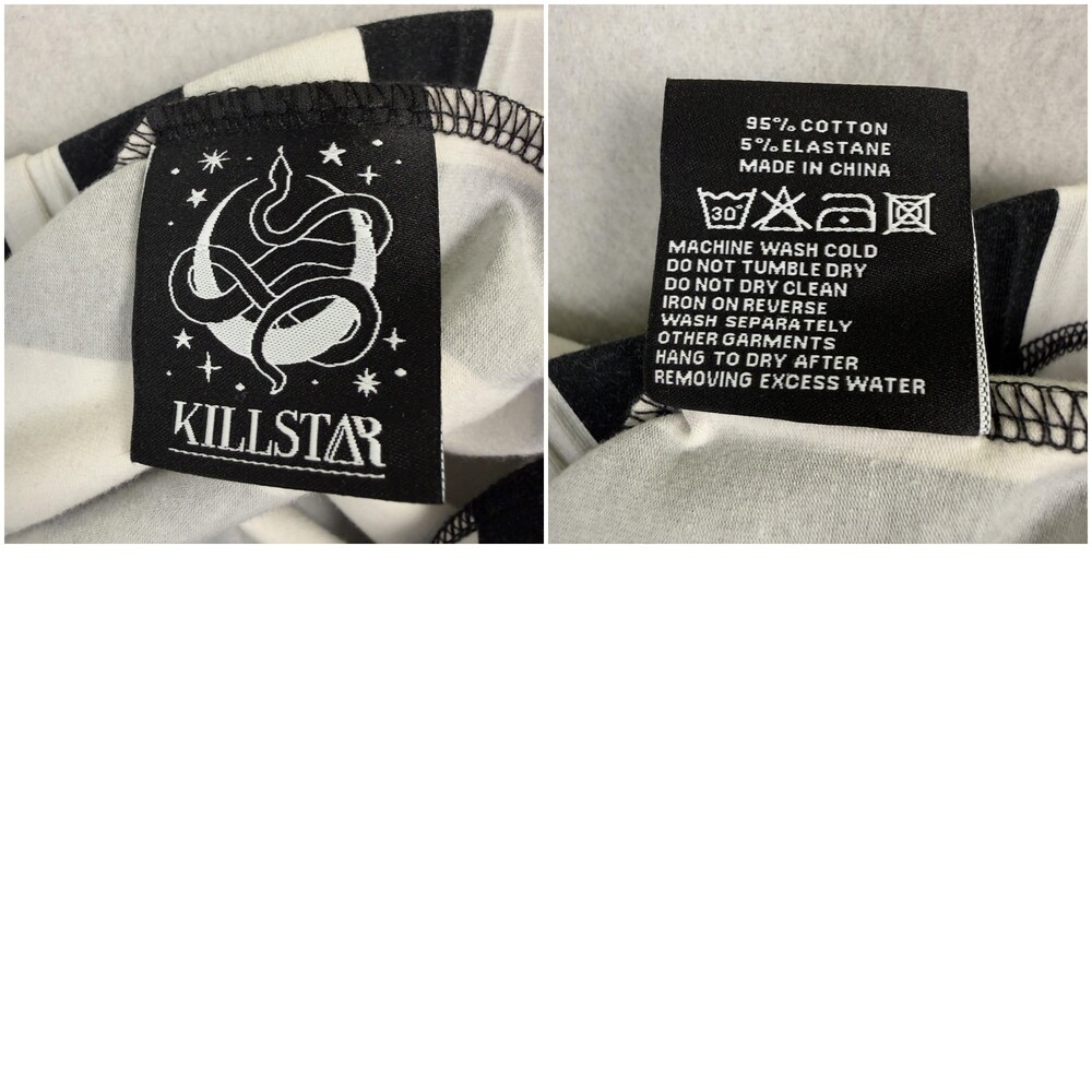 New KILLSTAR Inferno Room Bell Bottom Pants Striped Flare Black White Plus 4XL - Picture 16 of 16
